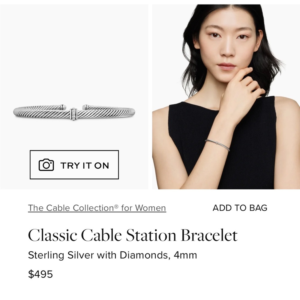 David yurman classic diamond silver bracelet